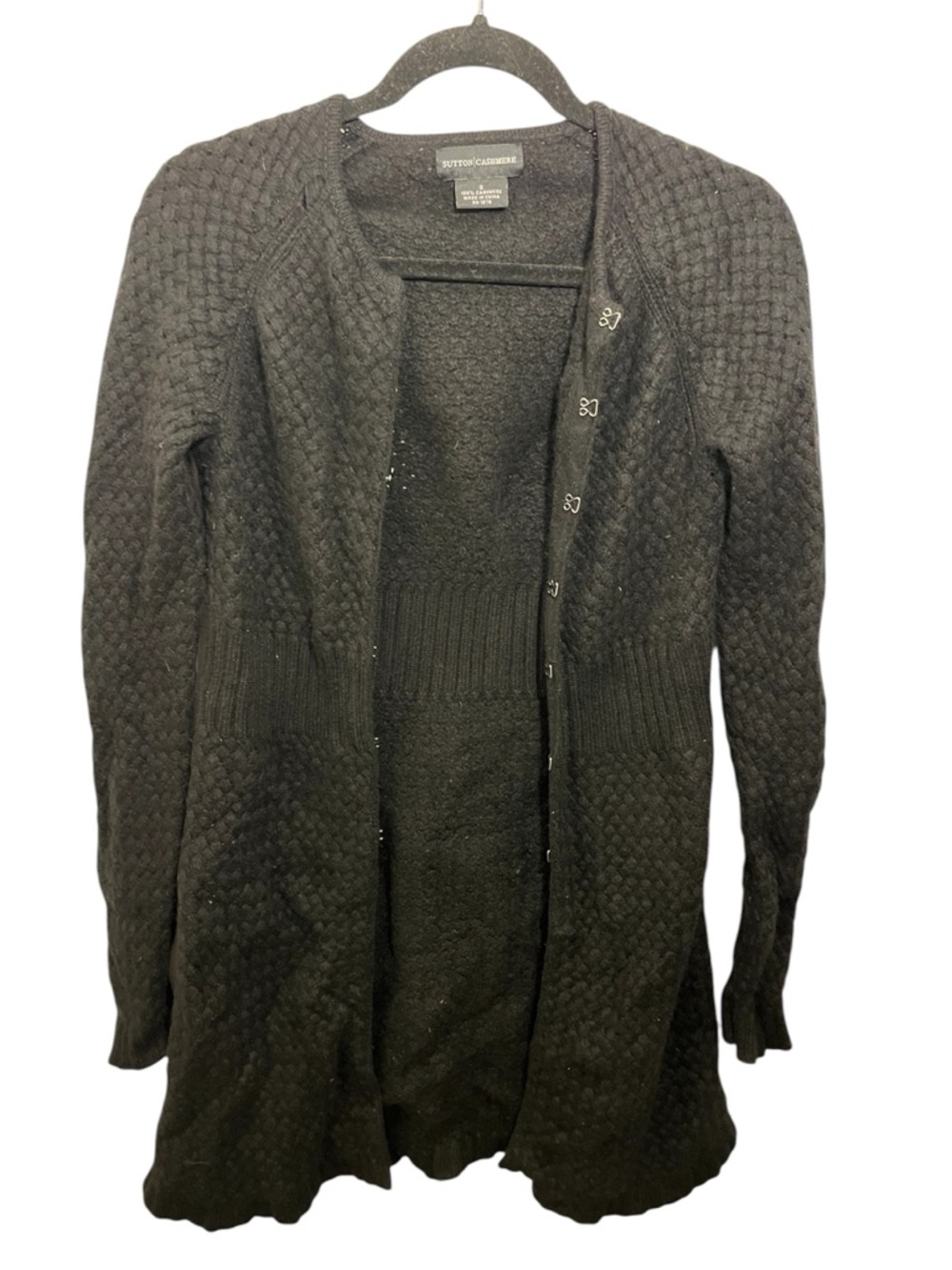 Sutton Cashmere Black 100% Cashmere Cardigan